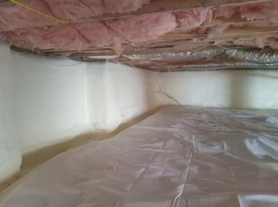 Crawl space encapsulation with closed-cell spray foam for Roof Waterproofing in Joliet